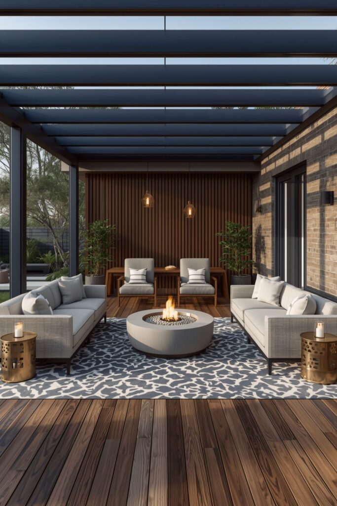 Navy Blue Pergola Lounge Retreat
