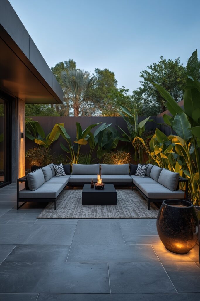Stylish Modern Backyard With Resort-Inspired Lounge Arrangement